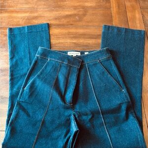 VERONICA BEARD Dark Wash Denim High-Rise Wide Leg Pants